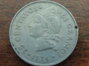 1974 Dominican Republic Twenty Five (25) Centavos Coin - Picture 1 of 6