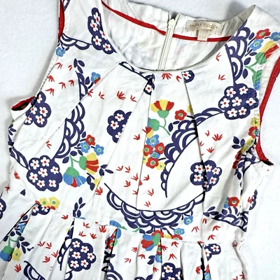 Mini Boden White Linen Blend Floral Dress Girls 11-12 yrs Sleeveless Scoop Neck - Image 1 of 4