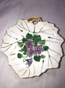 Nasco Japan Leaf Shaped Dish Purple Violet China  Tea Bag /Trinket 5"Vintage - Picture 1 of 7