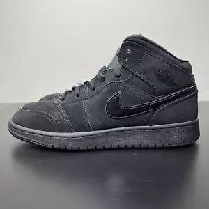 Size 6.5Y - Jordan 1 Mid Triple Black Suede - Picture 1 of 7
