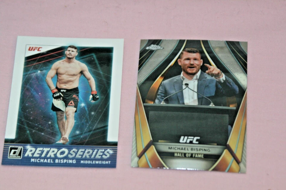 MICHAEL BISPING (2) 2022 DONRUSS UFC RETRO SERIES#10 2024 TOPPS CHROME HOF #EMB7 - Image 1 of 1