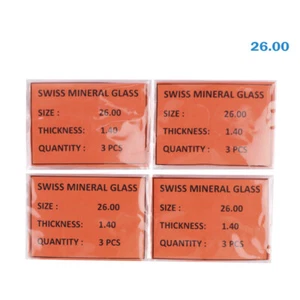 12 Stück Uhrenglas Kristall Swiss Made Größe 26,00 mm Dicke ist 1,40 mm - Bild 1 von 2