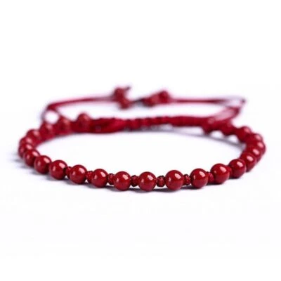 Pulsera de cuentas de cinabrio joyería vintage con cuentas moda natural para hombre encanto Foto 1 de 4