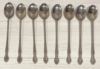 Vintage AAA HULL Stainless LADY DAUPHINE Set of 8 Iced Tea Spoons Japan Flatware - Image 1 of 4