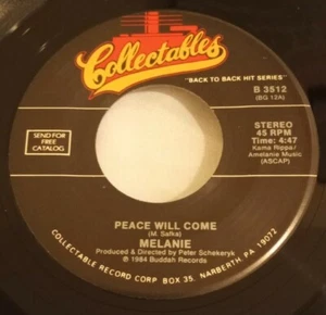 Melanie - Peace Will Come / What Have They Done 45 RPM 7" Reissue NM US 1984 - Picture 1 of 4
