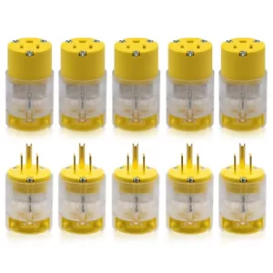 Lighted Straight Blade Electrical Plug and Connector Set 15 Amp 125 Volt - Picture 1 of 5
