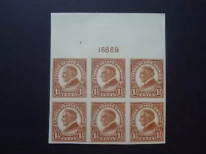 #576 1 1/2c Harding Plate Block of 6 MNH OG VF CV $45.00 "Inc New Mount" #3 - Picture 1 of 1