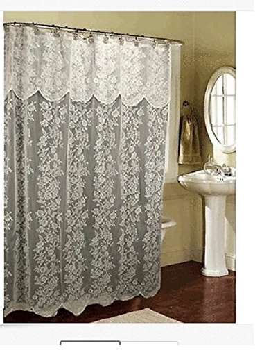 Lace FLORET Shower Curtain With An Attached Valance - Image 1 of 1