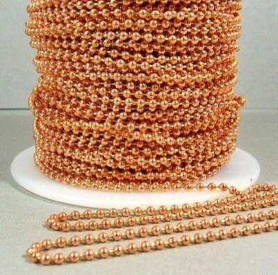 50 футов 2,4 мм #3 чистой меди шариковая цепь + 50 разъемов! Сделано в США без никеля - Изображение 1 из 3