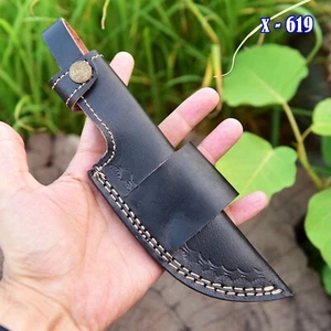 Hecho a mano 5"" Hoja fija Cuero Negro Funda/Cuchillo Vertical - Imagen 1 de 6