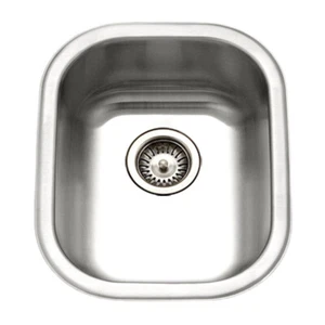 Houzer Club 14" Stainless Steel Undermount Single Bowl Bar Sink with Strainer - Picture 1 of 21