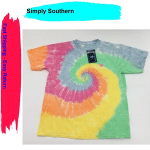Simply Southern Girls Tie Die Classic Short Sleeve Tshirt, Multi, Medium - Picture 1 of 3