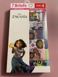 7 PACK Disney Encanto Assorted Girls Panties Multicolor Briefs Sz 4 Cotton New - Picture 1 of 2