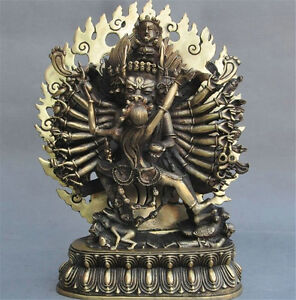 Tibet Buddhism Fane Brass Hayagriva Yamantaka 1000 Arms Buddha Statue Sculpture
