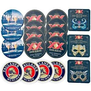 18 MIXED Beer COASTERS Paulaner Munchen UNIQUE DOS EQUIS ULTIMATE MASQUERADE Lot - Picture 1 of 4
