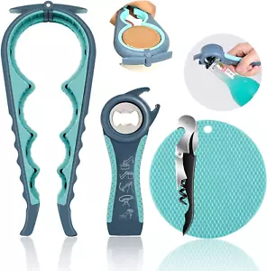 Jar Opener for Weak Hands, Seniors with Arthritis, 5 in 1 Multi Function Bottle - Picture 1 of 12