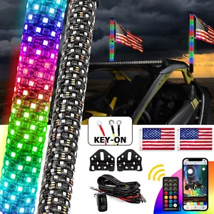 For 2024-25 Can-Am Maverick R 3FT Fat RGB Dancing LED Whip Lights Mount Wire Kit - Picture 1 of 12