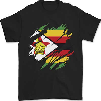 Camiseta de fútbol para hombre Torn Zimbabwe Flag Zimbabwe Day 100 % algodón Foto 1 de 4