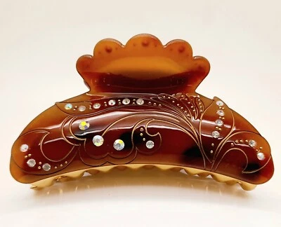 H001 большой размер коричневый акрил со стразами коготь зажим волос аксессуар подарок товар - Изображение 1 из 4