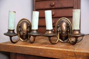 Antique Wall Sconce Brass Candlestick Art Nouveau Light Lamps Vintage Gothic - Picture 1 of 9
