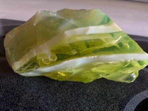 Vintage pale yellow/green 7lb 9"x5" slag w/ opaque bands - Picture 1 of 9