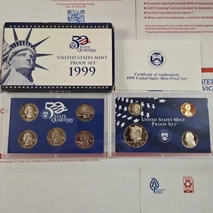 1999 Plad Proof Set U.S. Mint Confezione Originale Governo OGP COA - Foto 1 di 2