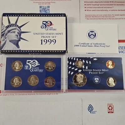 1999 Clad Proof Set U.S. Mint Original Government Packaging OGP COA - Image 1 of 2