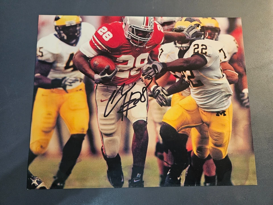 Foto autografada assinada por Chris Beanie Wells estado de Ohio Buckeyes 8 x 10 - Imagem 1 de 1