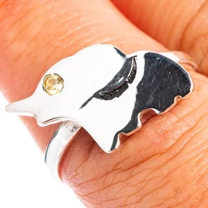 Anillo elefante citrino talla 7,75 (plata de ley 0,925) - Imagen 1 de 2