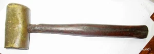 Antique Well Worn Primitive Brass & Lead 2lb Hand Held 12½” Long Sledge Hammer - Picture 1 of 6