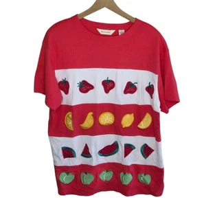 NWT Bechamel | Lemon Apple Fruit Cocktail Short Sleeve Tee Shoulder Pads Size XL - Picture 1 of 5