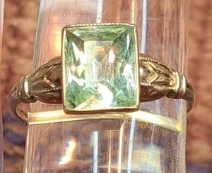 Antique 10k Designer ring Light Green Emerald Gemstone 7.5 Size 1.5 Carat - Picture 1 of 23
