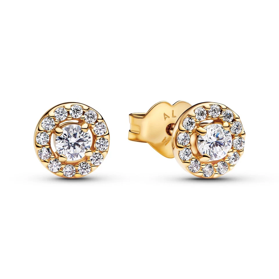 PANDORA Schmuck Damen-Ohrringe Runder Pavé Heiligenschein Goldfarben 263019C01