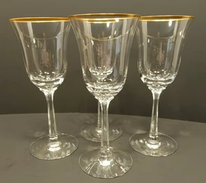 Fostoria Aurora Gold Trim 6.5" Water/Wine Glass Goblets (Set of 4) 1960-74 - Picture 1 of 9