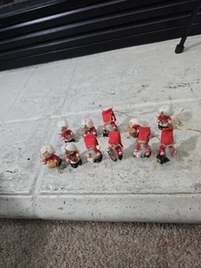  11 - Set ornamenti vintage Babbo Natale e Signora in legno bicchieri filato lanterna capelli  - Foto 1 di 9