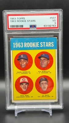 1963 Topps #537 - Pete Rose RC Cincinnati Reds PSA 3 Foto 1 de 2