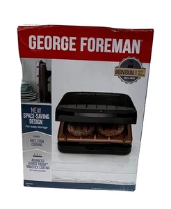 George Foreman GR012F Parrilla de contacto de cobre de 2 porciones y Panini 40 cuadrados antiadherente - Imagen 1 de 5