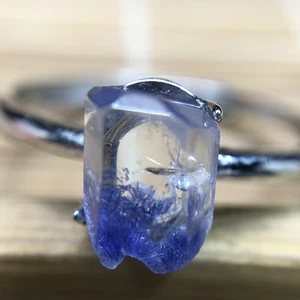 7,7 kt 100 % natürlicher blauer seltener Dumortierit Quarz Rutil verstellbarer Ring - Bild 1 von 4