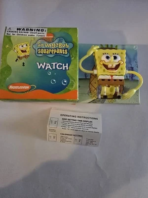 Reloj Bob Esponja Pantalones Cuadrados Niños 2002 Clicks Viacom Nickelodeon Vintage Foto 1 de 4