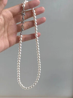 шикарный 8-9 мм Южное море белый жемчуг ожерелье 18 дюймов 925s - Изображение 1 из 4
