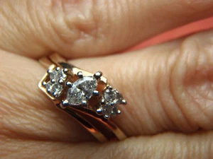 1/4 CT. T.W. Diamond Marquise Bridal Set 10K SOLID YELLOW Gold SZ 6 3/4 LOT 1169 - Picture 1 of 12