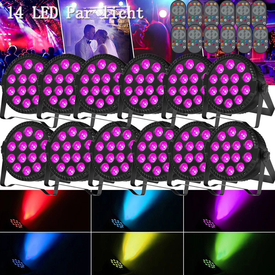 12X 140W LED Par Strahler 14LED Par Scheinwerfer Bühnenlicht RGBW DMX Partylicht - Bild 1 von 4