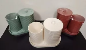 Horizon 3 Piece Jar with Tray Set (3 - Colors to Choose From) - Picture 1 of 4