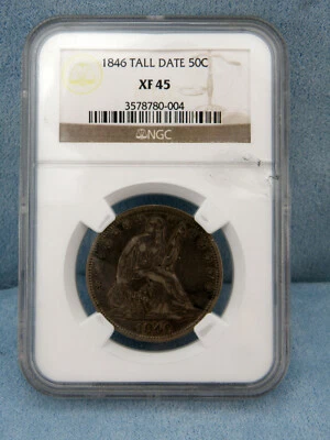 1846 Seated Liberty Half Dollar Tall Date Rare Type NGC XF-45 - Image 1 of 4