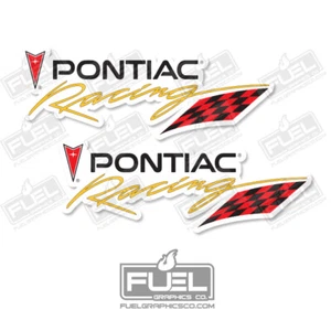 Pontiac Racing Premium Vinyl Decal 2 Pack - Racing Flag Decals - Picture 1 of 3