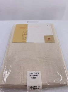 "Mantel de tela marfil Lintex 70"" redondo 100 % algodón nuevo hecho en la India paquete rasgado" - Imagen 1 de 8