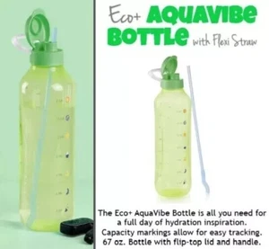 Tupperware Eco Aqua Vibe Water Bottle Liquid Tight Pour Seal with Straw New - Picture 1 of 6