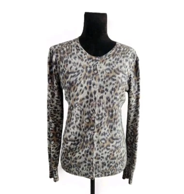 Peck & Peck Colección Mujer Cachemir Seda Cárdigan Talla L Gris Estampado Animal Foto 1 de 4