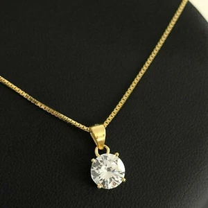 1,00 kt Rundschliff echter Moissanit Damen Geschenk Anhänger 14k Gelbgold vergoldet - Bild 1 von 4