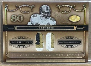 Maillot Jerry Rice 2006 Playoff National Teasures 3 couleurs Prime Patch #2/80 SP - Photo 1/2